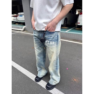 1506-1/K83731/P50莱赛尔浅色牛仔裤男女宽松直筒长裤图片