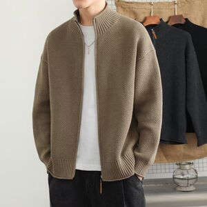 1506/MM30021/P72立领针织开衫外套男潮牌纯色拉链夹克男装1图片