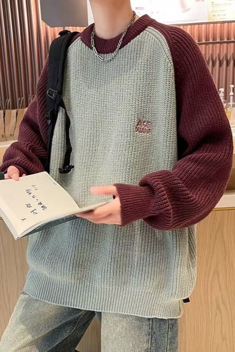 1506/MMY92131/P42美式复古插肩袖撞色宽松学院风潮牌针织衫3,男装针织衫/毛衣,星座1506-1