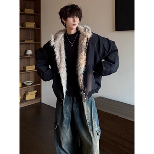 1506/M10811/P89男款冬装高级感痞帅棉服连帽美式复古保暖棉衣1图片