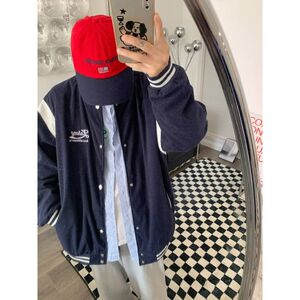 1506-1/Q6680/P59复古高级感学院风棒球服外套女潮牌宽松休闲夹克图片