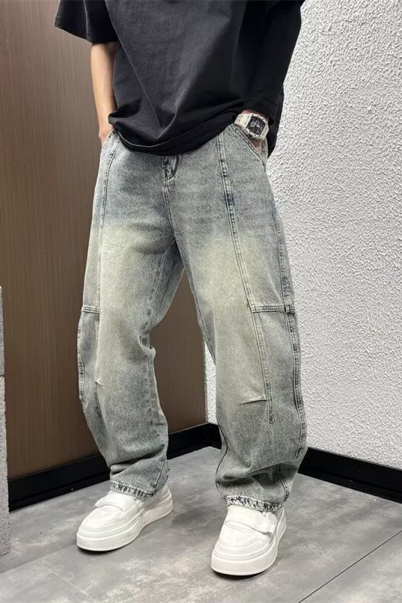 1506-1/KK8801/P54夏季新款拼接直筒宽松牛仔裤男,男装牛仔裤,星座1506-1