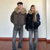 1506/M11621/P92派克服短款羽绒棉服仿兔毛大毛领连帽棉衣1，男装棉衣，星座1506-1