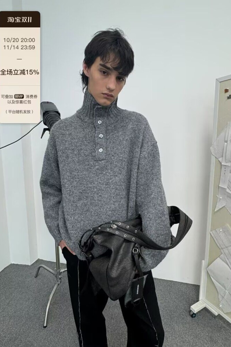 1506/MM51521/P56秋冬针织毛衣基础款内搭情侣亨利领宽松上衣1,男装针织衫/毛衣,星座1506-1