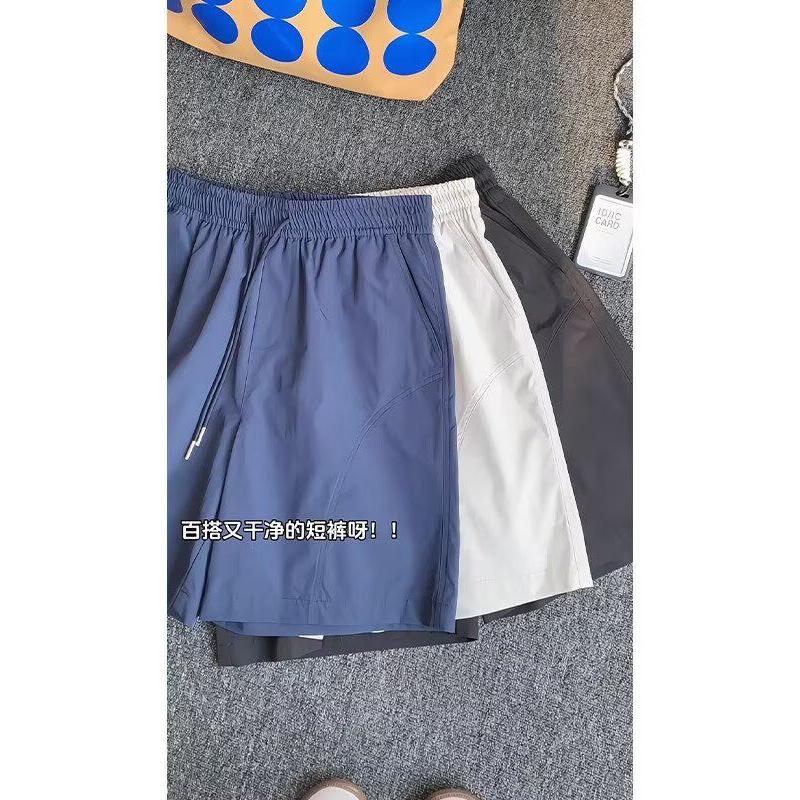 藏青色斜切速干短裤男款夏季美式复古运动裤子直筒过膝休闲五分裤，商品下架区商品下架区，星座1506-1