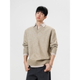1506/MM051/P69冬季韩系复古假两件polo领针织衫宽松男女毛衣1，男装针织衫/毛衣，星座1506-1