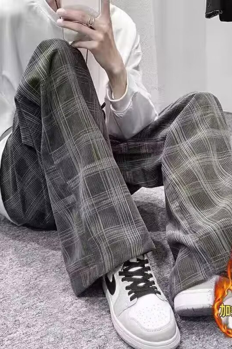 1506/Kk1581/P32格子裤子潮流宽松韩版百搭阔腿休闲裤2,男装休闲裤,星座1506-1