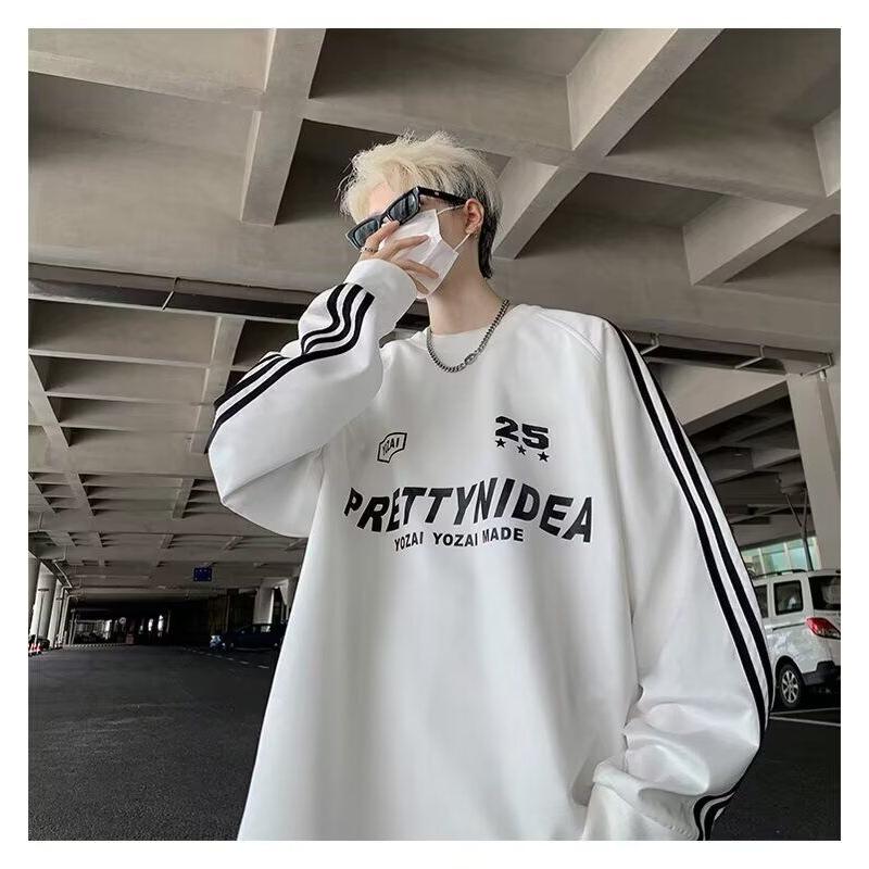 1506-1/WHS13111/P43小众设计感三条杠插肩条纹卫衣男,男装卫衣,星座1506-1