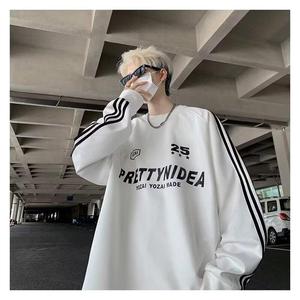 1506-1/WHS13111/P43小众设计感三条杠插肩条纹卫衣男图片