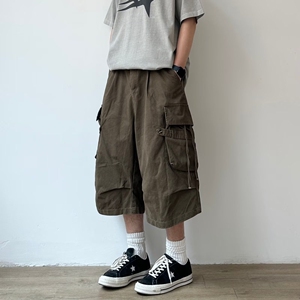 1506-1/C25851/P29日系复古工装短裤男女宽松直筒阔腿图片