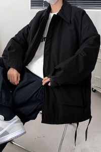 黑色基本款帅气流行宽松外套冬季休闲工装纯色羽绒服8908/图片