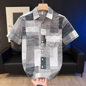 1506-1/C224781/P42夏季日系复古个性拼接撞色短袖衬衫男图片