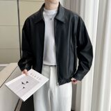 1506-1/JW6391/P70痞帅Pu皮衣小众设计感潮牌双拉链垫肩皮夹克男，男装皮衣，星座1506-1