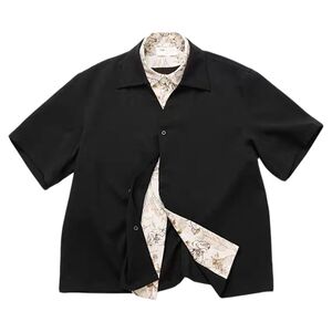 1506-1/C226171/P48黑色衬衣男夏季酷帅凉爽工装上衣图片
