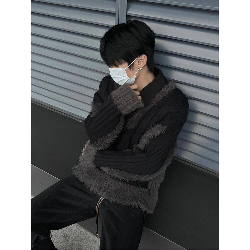 1506/MX0491/P62小众美式v领毛衣男款秋冬毛衫宽松针织衫1，男装针织衫/毛衣，星座1506-1