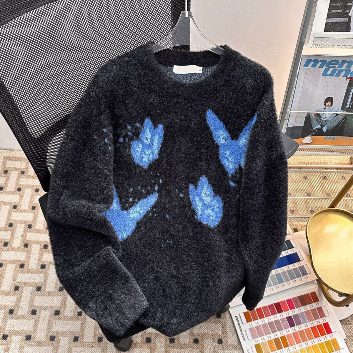 1506/MBX0291/P54圆领毛衣针织衫男潮牌帅气秋冬季打底衫1，男装T恤，星座1506-1