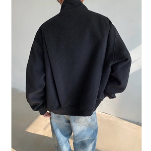 1506/QJK5050/P72美式立领春秋韩系高级感短款毛呢夹克开衫2图片