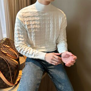 1506/MM8751/P60半高领毛衣男休闲修身免烫打底衫套头保暖针织衫1图片