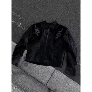 1506-1/JHT2431/P99短款夹克外套男痞帅高级感皮衣图片