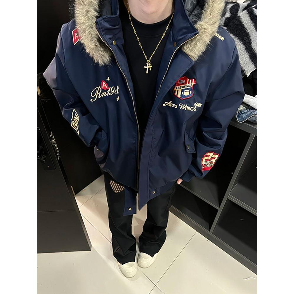 1506/MS50451/P86美式高街刺绣羽绒棉服男款冬季潮牌派克服外套2,男装棉衣,星座1506-1