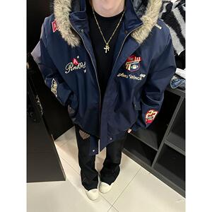 1506/MS50451/P86美式高街刺绣羽绒棉服男款冬季潮牌派克服外套2图片