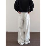 1506-1/KG5141/P44高街vibe水洗做旧白色扎染垂感牛仔裤男，男装牛仔裤，星座1506-1