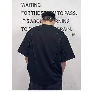 1506-1/TY801/P34新款高克重结构拼接圆领短袖男图片