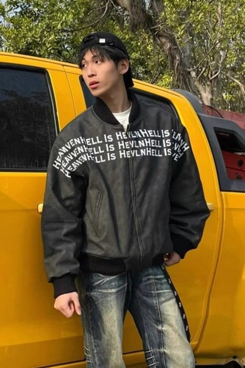 1506-1/JAA301/P64美式潮牌字母满印PU皮棒球服夹克男,男装夹克,星座1506-1