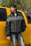 1506-1/JAA301/P64美式潮牌字母满印PU皮棒球服夹克男，男装夹克，星座1506-1
