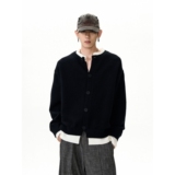 1506-1/M50141/P70撞色拼接假两件开衫毛衣外套男，男装针织衫/毛衣，星座1506-1