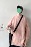 秋冬情侣中性加厚纯色宽松半高领线衣针织衫毛衣打底粉MY11/，男装针织衫/毛衣，星座1506-1