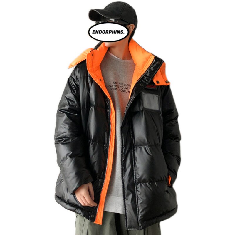 情侣加厚白鸭绒保暖拼接羽绒服宽松冬季连帽潮流2018/,男装羽绒服,星座1506-1