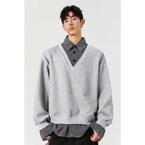 1506-1/WE031/P56Hualun春季假两件衬衫领卫衣男图片