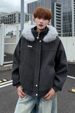 1506/M3671/P86连帽休闲毛呢拼接美式复古男女情侣装保暖外套2，男装棉衣，星座1506-1