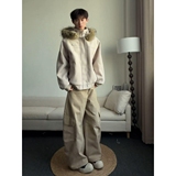 1506/M3671/P86大毛领连帽棉服男女冬季美式复古毛呢保暖外套1，男装棉衣，星座1506-1