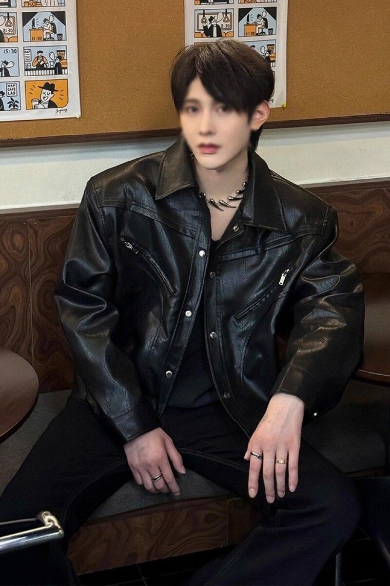 1506-1/JJ4191/P64潮牌男装痞帅高级感机车服夹克,男装皮衣,星座1506-1
