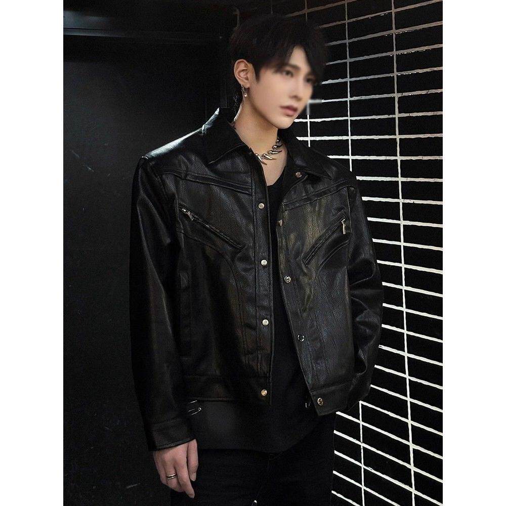 1506-1/JJ4191/P64潮牌男装痞帅高级感机车服夹克,男装皮衣,星座1506-1