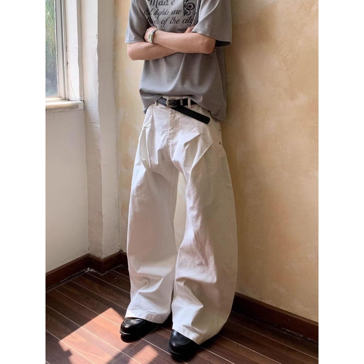 1506-1/KNN70131/P58高街vibe直筒牛仔裤男春秋新款设计感宽，男装牛仔裤，星座1506-1