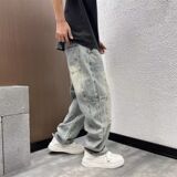 1506-1/KK8801/P54夏季新款拼接直筒宽松牛仔裤男，男装牛仔裤，星座1506-1
