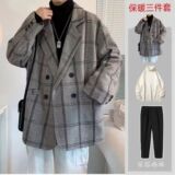 1506/J2031/P69男款慵懒风韩版潮流百搭宽松格子毛呢夹克上衣2，男装夹克，星座1506-1