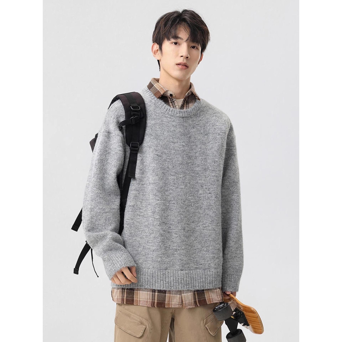 1506/QM2330/P63简约风假两件衬衫领针织衫男士秋冬季新款3，男装针织衫/毛衣，星座1506-1