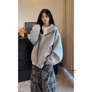 1506/WW0101/P57新款卫衣港风宽松简约连帽卫衣开衫男女同款2图片