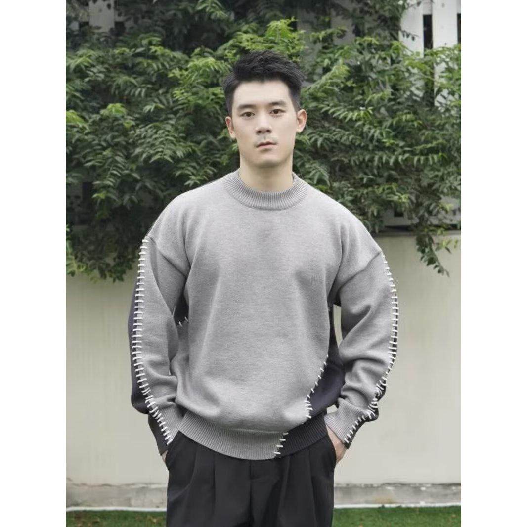 1506-1/M19581/P56毛线针织毛衣男圆领长袖上衣男士图片