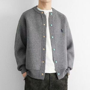 1506/M50161/P74绿松石棒球服新款简约针织开衫夹克上衣1图片