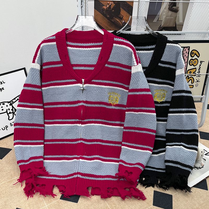 1506-1/MM2531/P54美式复古条纹情侣针织外套男,男装针织衫/毛衣,星座1506-1