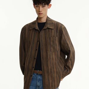 1506-1/CC158 1/P36秋季新款痞帅翻领设计感休闲宽松长袖衬衣男，男装衬衫，星座1506-1