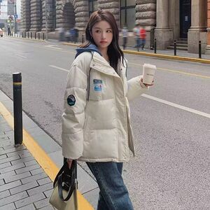 1506/M2101/P64冬季加绒加厚面包服新款潮流日系简约棉衣外套2图片