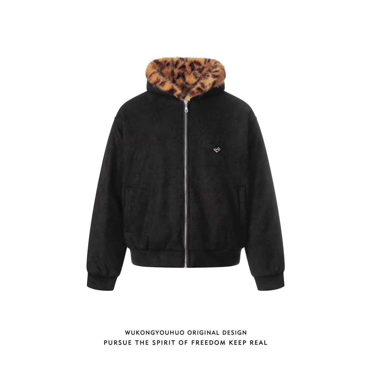 1506-1/Q86221/P95猫耳朵豹纹痞帅外套男潮牌港风潮流宽松棉衣，男装棉衣，星座1506-1