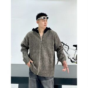1506/MX0561/P58秋冬美式连帽针织衫男士时尚拉链开衫外套1图片