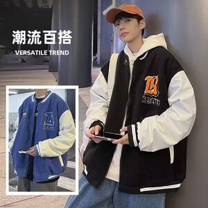 1506/BMY2021/P49冬季摇粒绒外套潮牌痞帅高级感冬装棒球领棉服2图片
